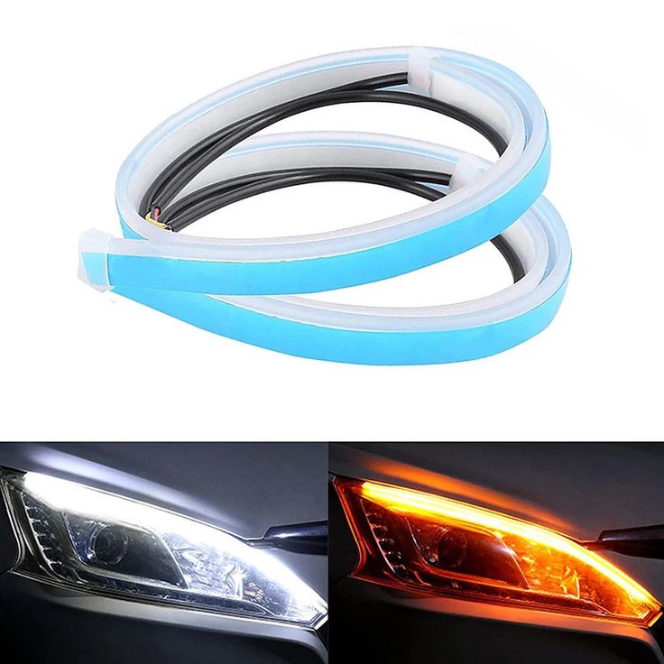 LED DRL Strip Lights – White & Yellow Flow Indicator (60cm, Pair, 12V Universal)