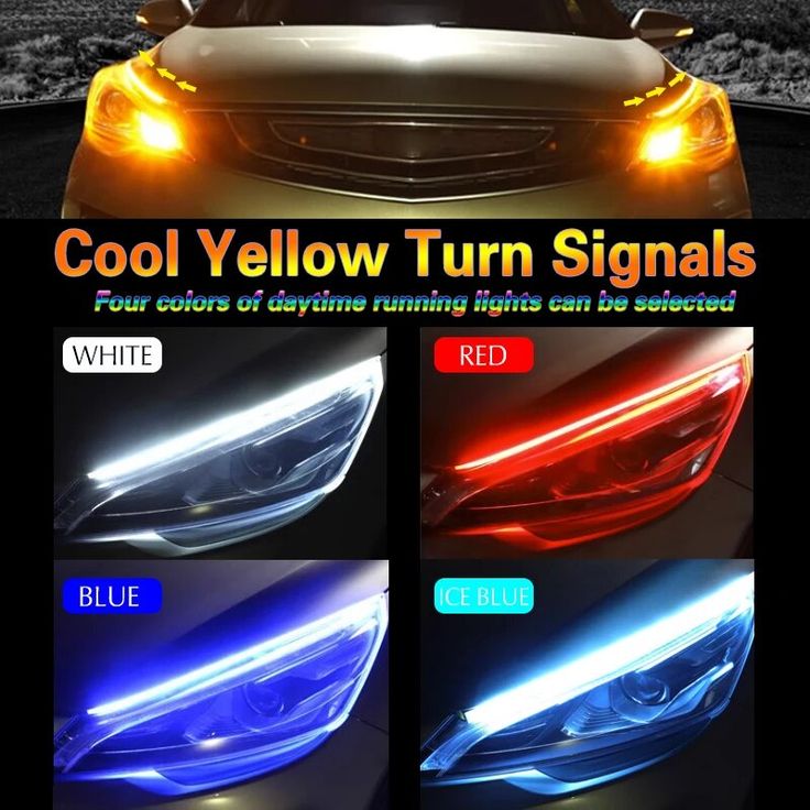 LED DRL Strip Lights – White & Yellow Flow Indicator (60cm, Pair, 12V Universal)