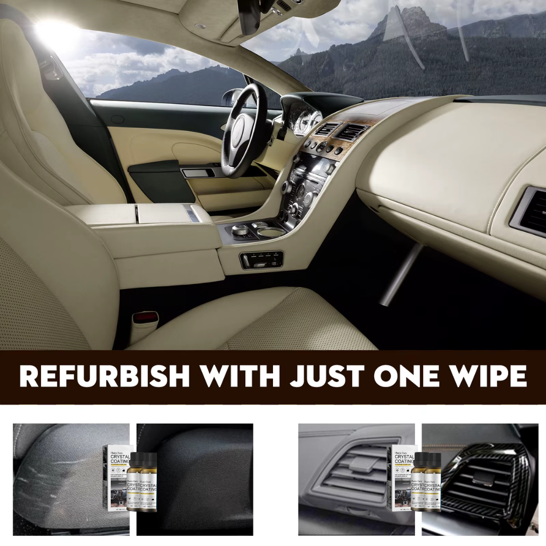 ETU-KWA-RUU™ Crystal Coating for Car & Bike Plastic Parts – Dashboard Restorer & Shine Polish (30ml) | Pack of 2 + 1 Free