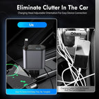 EtuKwaRuu™ 120W Fast Car Charger (2025 Edition) – 4-in-1 Retractable Charging Hub with Type-C & Lightning Cables | Ultra-Fast Multi-Device Car Charger