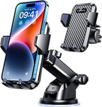 Car Mobile Holder – 360° Rotatable Dashboard Mount with Strong Suction & One-Click Release (Black)