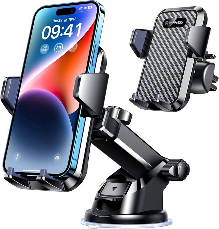 Car Mobile Holder – 360° Rotatable Dashboard Mount with Strong Suction & One-Click Release (Black)