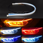 LED DRL Strip Lights – White & Yellow Flow Indicator (60cm, Pair, 12V Universal)