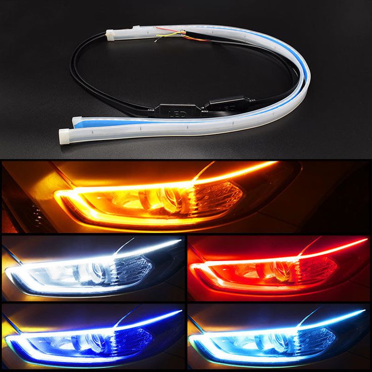 LED DRL Strip Lights – White & Yellow Flow Indicator (60cm, Pair, 12V Universal)