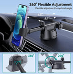 Car Mobile Holder – 360° Rotatable Dashboard Mount with Strong Suction & One-Click Release (Black)