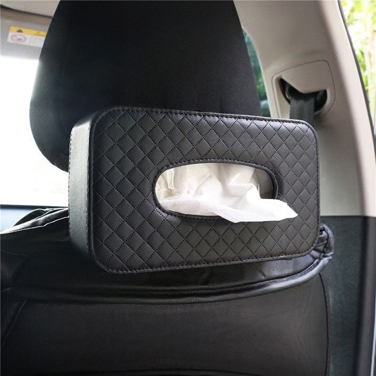 Leather Car Tissue Box Holder – Premium Napkin Case with 100 Pull 2-Ply Tissue (Black, Universal Fit)