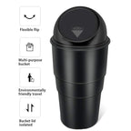 Mini Car Trash Bin – Compact Plastic Garbage Can with Lid (Manual Lift, Black)
