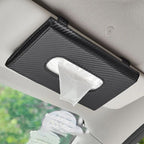 Leather Car Tissue Box Holder – Premium Napkin Case with 100 Pull 2-Ply Tissue (Black, Universal Fit)