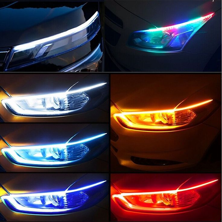 LED DRL Strip Lights – White & Yellow Flow Indicator (60cm, Pair, 12V Universal)