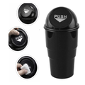 Mini Car Trash Bin – Compact Plastic Garbage Can with Lid (Manual Lift, Black)